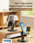 Cooper 360° Stand - Adjustable Cell Phone Stand for Desk | 360° Click-Rotating, Multi-Angle, Non-Slip Metal Base, Foldable & Portable | iPhone Stand for Desk, Cell Phone Stand Holder (Piano Black)