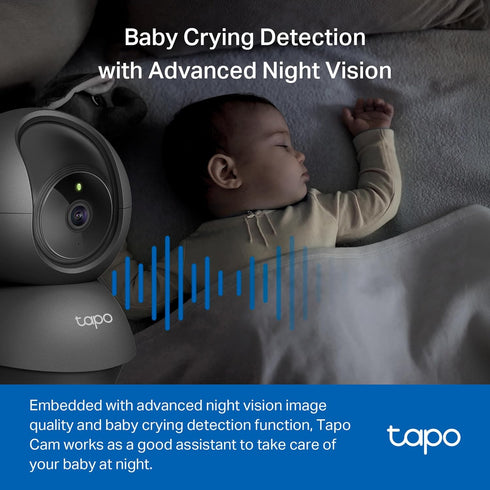 Tapo 1080P 2-Way C201 Indoor Pan/Tilt Wired Security Camera - Works as a Baby & Pet Monitor, Motion Detection, Audio
