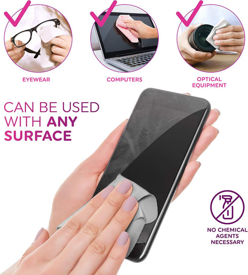 Premium Microfiber Cleaning Cloths 6x6 & 12x12 - Extra Soft Lint Free Cloths for Eyeglasses & Glass