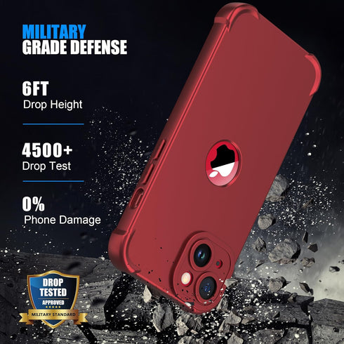 ORETECH iPhone 14 Case, 360° Shockproof Slim, Red, Military Grade Drop Test, Camera Protection & 2 Screen Protectors.