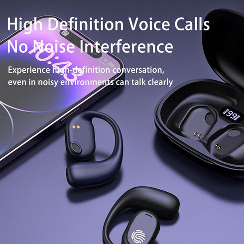 Open Ear Headphones, Wireless Bluetooth 5.3 Earbuds with LED Display Charging Case, Sport Design for Running Fitness