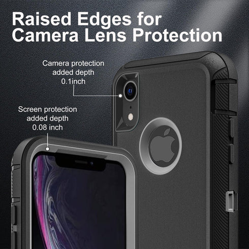 Shop iPhone XR Case: Military Grade 3-in-1 Heavy Duty Shockproof, Drop Proof, Dust Proof + 2 Tempered Glass Protectors