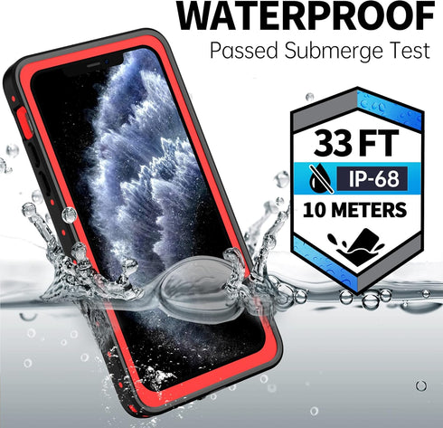 BEASTEK for Apple iPhone 11 Pro Max Waterproof Case, NRE Series Shockproof Underwater IP68 Case with Built-in Screen Protector Full Body Rugged Protective Cover for iPhone 11 Pro Max 6.5 inch (Red)
