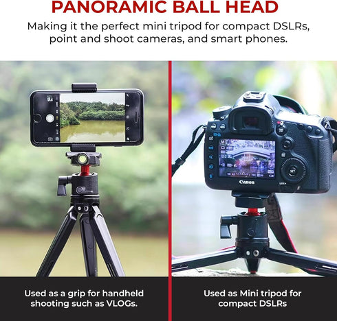 Reflex Camera 9" 360 1/4"-20 5Kg Metal Mini Tripod Desktop Tripod with Ball Head and Screw for DSLR Cameras