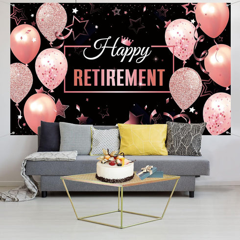 Blulu Retirement Party Decorations, Extra Large Fabric Retire Sign Banner Photo Booth Backdrop, 72.8 x 43.3 Inch