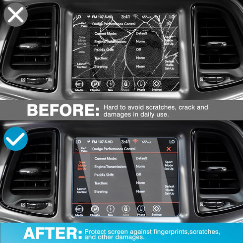 Karltys 2 Pack Tempered Glass Screen Protector for Dodge Challenger SRT 392 Hellcat Uconnect 2015-2023