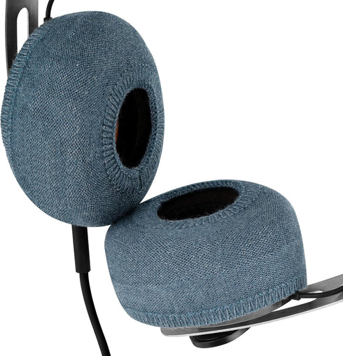 Geekria 2 Pairs Knit Headphones Ear Covers, Washable & Stretchable Protectors for Over-Ear Headsets, Size S/Blue