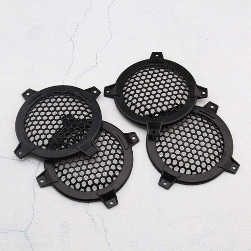 SING F LTD 4 Inch Black Circle Car Speaker Grill Cover - Pack of 4, Plastic Mesh Protective Case for Subwoofer