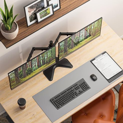 WALI Free Standing Dual LCD Monitor Fully Adjustable Desk Mount, Fits 2 Screens up to 27 inch, 22 lbs Weight Capacity