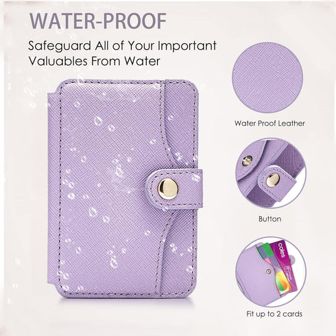 M-Plateau Phone Wallet Stick on Card Holder with Slim 3M Sticker for iPhone 14 Pro Case and Most Smartphones (Lavender)