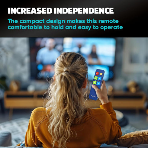 EZClicker (2xAAA TV Remote for Seniors, Extra Simple Big Button Remote (Blue) Works with Major TV Brands, NOT