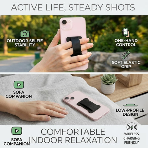 WUOJI 2Pack Universal Phone Grip for Smartphones - Phone Holder for Hand for Back of Phone - Wireless Charging