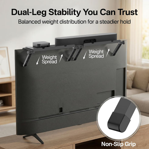 tiebutie 15 Lbs, No Drill Sound Bar Mount Top of TV Universal TV Top Shelf for Small Soundbars Up to Floating Sound Bar