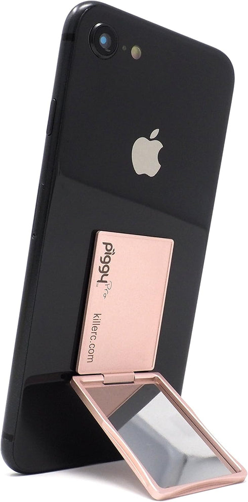 Flip Stand (aka Piggy Pro) Adjustable Phone Stand & Grip with Compact Mirror, Rose Gold