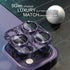Bling Camera Lens Protector for iPhone 14 Pro/Pro Max - 9H Tempered Glass with Metal Ring, Glitter-Purple.