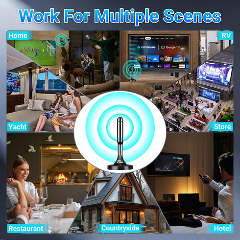 DTVSUBS 2026 360 4K 1080P Digital TV Antenna for Smart TV Indoor, Long Range Reception for Local Channels, HDTV Antenna