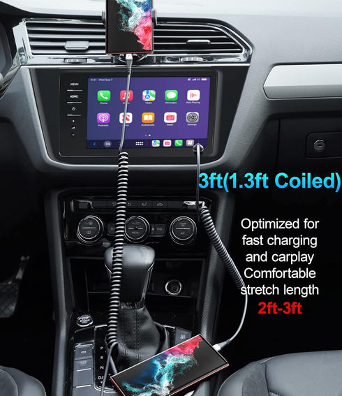 Fast Charging USB C Cable 2Pack, 3ft Coiled USB A to Type C for Samsung Galaxy S20 S10 S9 S8 Plus Note 10 9 8 & More.