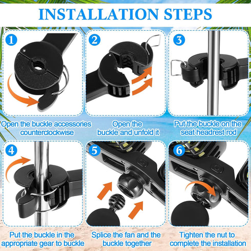 Tujoe 2 12v 360 Pcs Dual Car Seat Fans for Portable USB Backseat Cooling Headrest Degree Rotatable Fan Powerful
