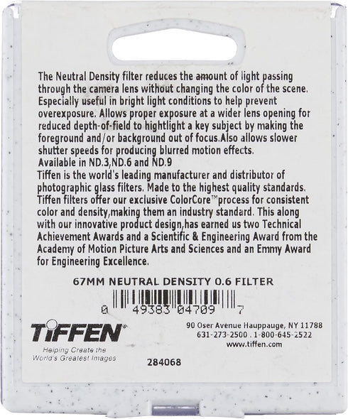 Tiffen 67mm Neutral Density 0.6 Filter