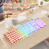 Typewriter Style Keyboard, 104 Keys USB Wired Retro with Metal Panel, Rainbow LED Backlit, Spill Resistant for