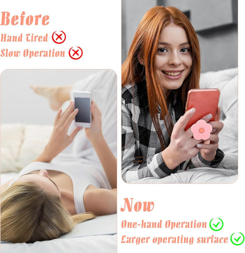 Daisy Flower Phone Grip Holder, Collapsible Silicone Phone Grip, Cute 2D Back Holder for Smartphone Tablet, Pink