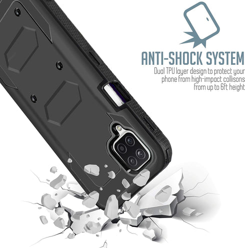 Customerfirst Designed for Samsung Galaxy A12 Case, Shockproof Heavy Duty Rugged Hybrid with Screen Protector