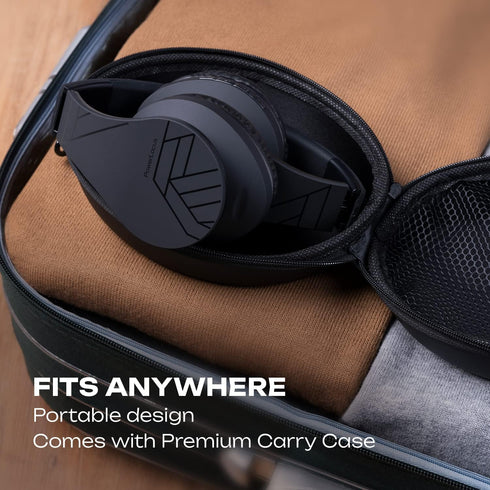 PowerLocus Bluetooth Over-Ear Headphones, Wireless Stereo Foldable Headsets with Built-in Mic, Black