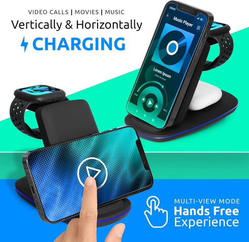 3-in-1 Wireless Charger Foldable, NiYo Universal Charging Station Compatible with iPhone 14/13