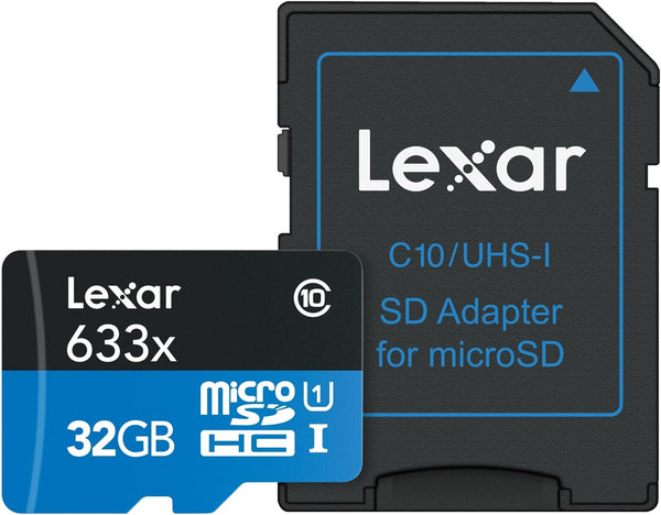 Lexar High-Performance 633x 32GB microSDHC UHS-I Card w/ SD Adapter, Up To 100MB/s