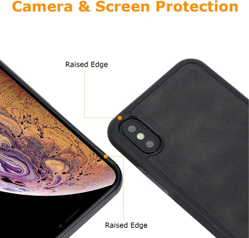 molzar GripBig Series Case for iPhone Xs and iPhone X, Built-in Metal Plate for Magnetic Mount, Black/Black