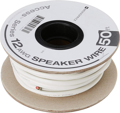 Monoprice 2 Conductor Speaker Wire - 50 Feet, CL2 Rated, 12AWG, 99.9% Oxygen-Free Pure Bare Copper, White - Access