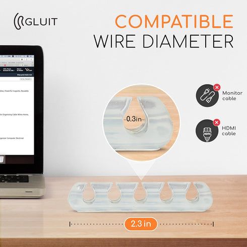 GLUIT Transparent Adhesive Desktop Cable Organizer, Versatile Cord Holders and Clips for Office Desk Accessories