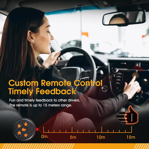 6 Car Accessories for Men - Car Finger Light with Gestures Remote - Show Your Feelings to Drivers - Ideal Gift Hand