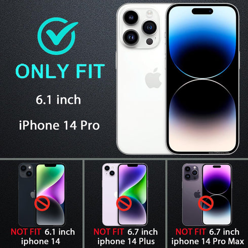 for iphone 14 Pro Case, Military Grade 3 in 1 Heavy Duty Shockproof/Drop Proof/Dust Proof Case with 2Pcs Tempered Glass Screen Protector (Navy Blue)