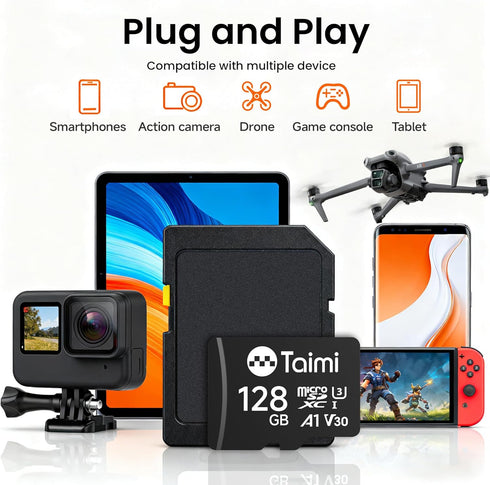TAIMI Card,A1,U3,V30,UHS-I,Microsd 90MB/s (32GB) Micro SD Card,Tf Memory Card,Read Speed Up