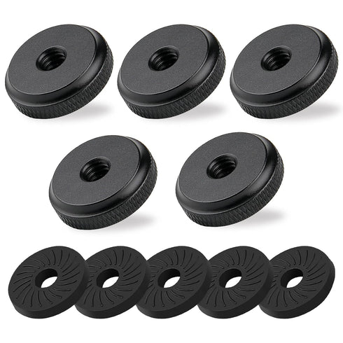 1/4" Female Thumb Nuts with Rubber Pads, 5pc Anti-Slip Lock Nut Adapter for Tripod Camera Attachment