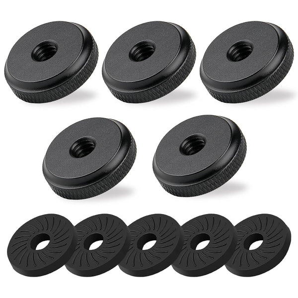 1/4" Female Thumb Nuts with Rubber Pads, 5pc Anti-Slip Lock Nut Adapter for Tripod Camera Attachment