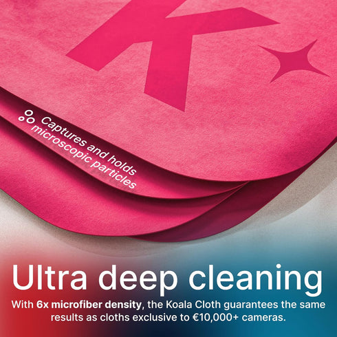 Koala Lens Cleaning Cloth | Japanese Microfiber | Eyeglass, Camera Lens, VR/AR Headset Cleaning | Pink & Orange (Pack