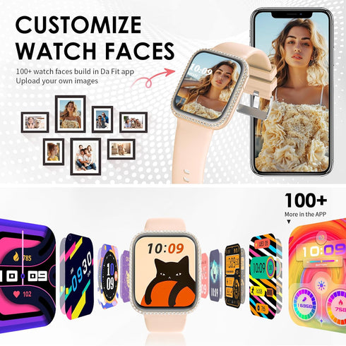 Smart Watch for Women, 1.75" AMOLED Fitness Tracker for Android iOS, Answer/Make Call with Heart Rate Sleep Monitor 130+ Sports Mode, IP68 Waterproof Smartwatch (Orange Band)