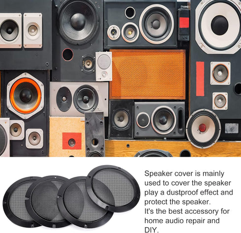 OLYCRAFT 4 Set Audio Speaker Cover Mesh, 6.5 Inch Flat Round Speaker Grill Decorative Circle with Screws