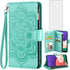Asuwish Wallet Phone Case for Samsung Galaxy A32 5G (2021) - 6.5" with Tempered Glass & Flip Card Holder - Green