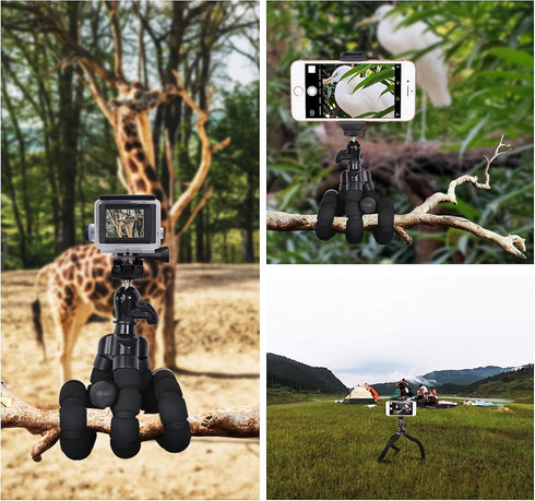 Phone Mini Tripod - Ruittos Premium Flexible Mobile Phone Stand for iPhone Samsung Go Pro, Small Digital Camera (Black)