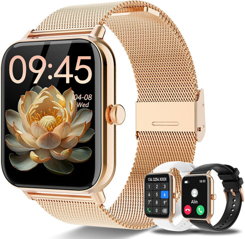 Smart Watch for Women Men - 1.85" Fitness Tracker with Heart Rate, Sleep Monitor, AI Voice Control, IP68 Waterproof for
