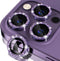 Bling Camera Lens Protector for iPhone 14 Pro/Pro Max - 9H Tempered Glass, Metal Ring, Purple Glitter, 3+1 Accessories.