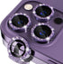 Bling Camera Lens Protector for iPhone 14 Pro/Pro Max - 9H Tempered Glass, Metal Ring, Purple Glitter, 3+1 Accessories.