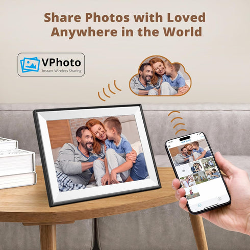 Dragon Touch 10.1'' WIFI Digital Picture Frame, 1280*800 HD IPS Touch Screen Display, Auto-Rotate, Share Photos/Videos