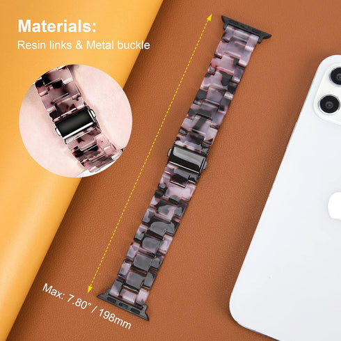 Wongeto Compatible with Apple Watch Band 38mm-49mm, Light Resin Strap Bracelet Replacement for iWatch SE Series