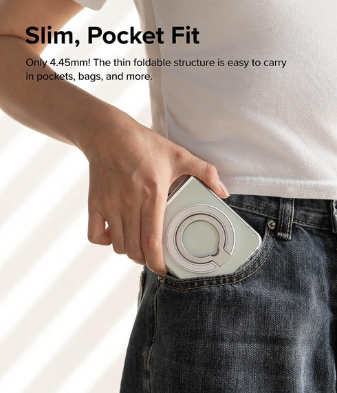 Ringke Smart Ring Magnetic Phone Grip, Extra Strong Magnet 4.45mm, Super Slim Kickstand Multi-Functional Holder - White