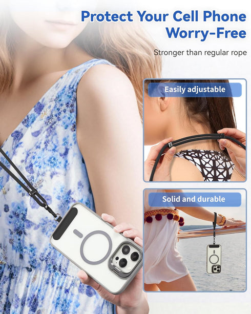 VVAAGG Cell Phone Lanyard for iPhone: Crossbody Phone Strap Adjustable Neck Wrist Strap Anti Theft Long Lanyard Travel