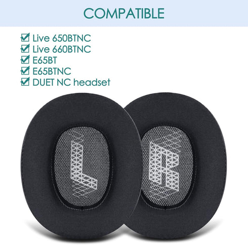 GVOEARS Cooling Gel Replacement Ear Pads for JBL Live 650/660BTNC E65BTNC Headphone, Ear Pads with Memory Foam and Breathable ICE Silk Fabric (Black)